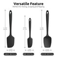 thumbnail image 3 of U-Taste 600°F High Heat Resistant Silicone Spatula Set of 3, BPA-Free Food Grade Kitchen Cooking Baking Mixing One Piece Seamless Flexible Rubber Scraper for Nonstick Cookware (Black), 3 of 10