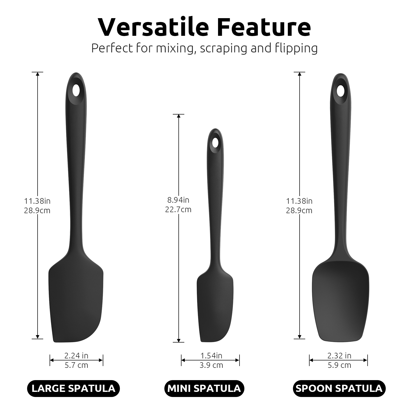 U-Taste Silicone Spatula Set of 3, 600°F Heat Resistant photo 3