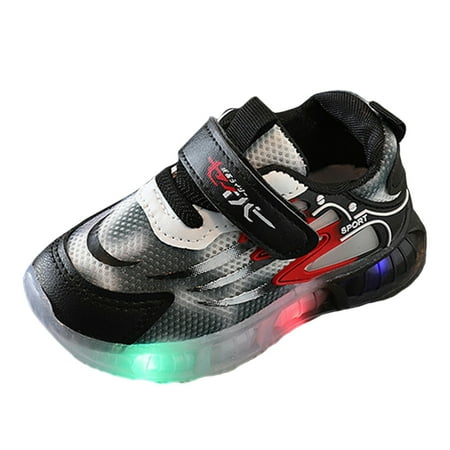 

kpoplk Toddler Girl Sneakers Children Shoes Light Up Shoes Light Up Sports Shoes Casual Shoes Breathable Boys Running Shoes (Black 6.5 Toddler)