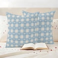 thumbnail image 3 of Blue Plaid Outdoor Waterproof Pillow Covers, Country Cute Love Pastoral Heart Lattice Decorative Square Throw Pillowcase Sofa Cushion Sham for Patio/Couch/Chair, 24"x24" 2 Pack, 3 of 8