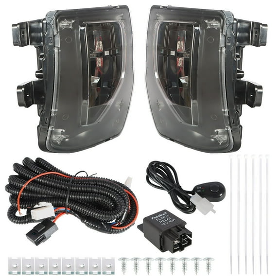 LED Fog Lights Replacement for Chevy Silverado 2016 2017 2018 1500 with Switch and wiring harness (Clear Lens)