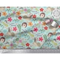 thumbnail image 3 of Soimoi Modal Satin Fabric Floral,Rabbit & Porcupine Cartoon Decor Fabric Printed Yard 42 Inch Wide, 3 of 3