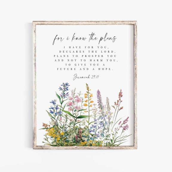 Jeremiah 29:11 Bible Verse Wall Art, Nursery Scripture Print, Christian Farmhouse Baby Room Decor