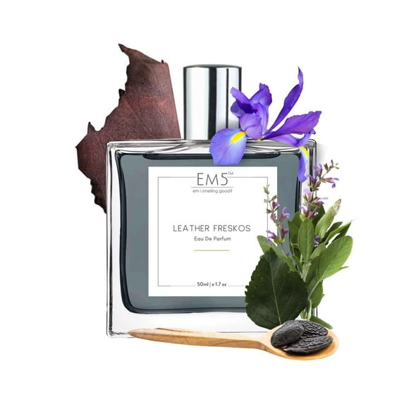 EM5 Leather Freskos Eau De Parfum For Men & Women 50ml, 1.7 Fl.oz. | Strong & Long Lasting Fragrance - Unisex Perfume | Luxury Gift For Him Or Her - With Fresh, Spicy & Leather Notes