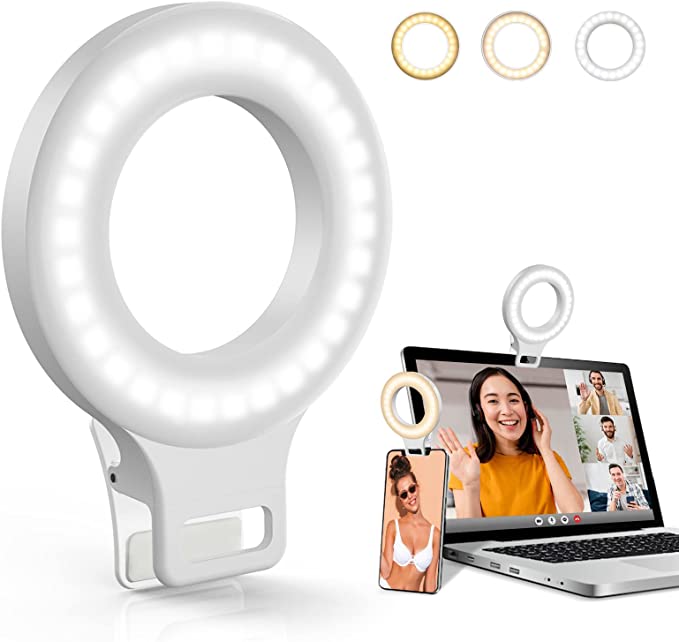 Clip on Ring Light,Rechargeable 60 LED Selfie Ring Light for Phone