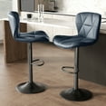 thumbnail image 4 of Hawsaiy Modern Bar Stools Set of 2, Adjustable Faux Leather Upholstered Swivel Bar Stools, Counter Height Bar Chairs with Back for Kitchen Island, Dark Blue, 4 of 10