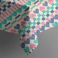 thumbnail image 5 of Pink and Blue Heart Shaped Boho Pattern Square Tablecloth,Waterproof Square Table Cover,Wipeable Spillproof Washable Table Cover for Home Kitchen Party Decor 52"x52"(132x132cm), 5 of 6