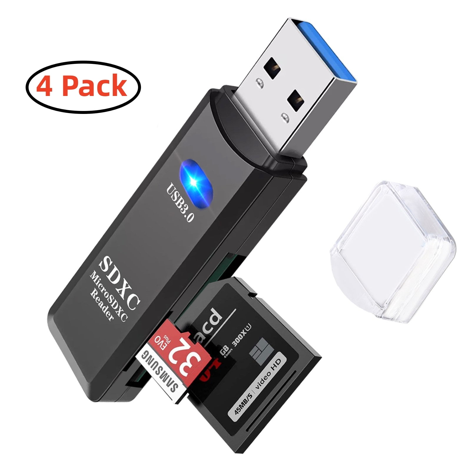 4 Pack USB 3.0 Multi-function SD Memory Card Reader for SDHC SDXC MMC 