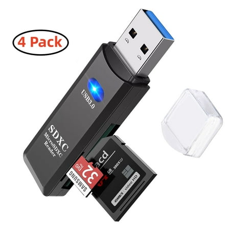 Image of 4 Pack USB 3.0 Micro SD and SD Card Reader fits for Mac Windows Linux Chrome PC Laptop