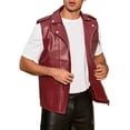 thumbnail image 4 of INSPIRE CHIC Faux Leather Vest for Men's Motorcycle Biker Sleeveless Jacket Zipper Riding PU Vest M Burgundy, 4 of 5