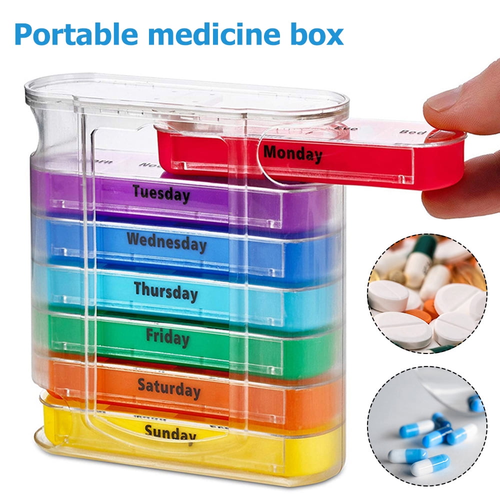 5 Pack Medication Tracker and Reminder, Take-n-Slide Reusable Pill