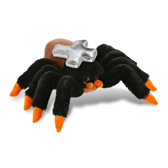 DolliBu Wild Tarantula Spider Stuffed Animal with Silver Cross Plush Decor - Baby Baptism Gifts for Boys and Girls, Cute Dedication Christening Gifts Plush Prayer Toy Healing Teddy Bear - 7 Inches