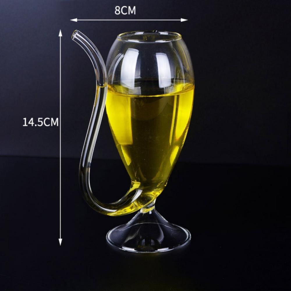 Aosijia 2 Pack Wine Glass Cup with Built-in Straw Creative Fancy