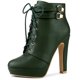 thumbnail image 1 of Botines con plataforma Allegra K tacones de bloque con correa con cordones Verde oscuro 39, 1 of 6