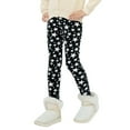 thumbnail image 1 of 2-13Y Kids Girl Stretchy Printed Leggings Thick Winter Warm Fleece Lined Pants, 1 of 8