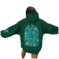 thumbnail image 3 of Goindgs Oversized Sweatshirt for Women Loose Beach Letter Duplex Printed Long Sleeved Pullover Hoodie with Pockets Pullover Sweatshirts Fall Outfits Green-L, 3 of 7