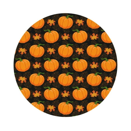 

Adobk Orange Pumpkin And Autumn Maple Print Leather Coasters for Drinks(6 Pack) Durable Drink Coasters Set Luxurious Home Décor and Housewarming Gift Round Shape