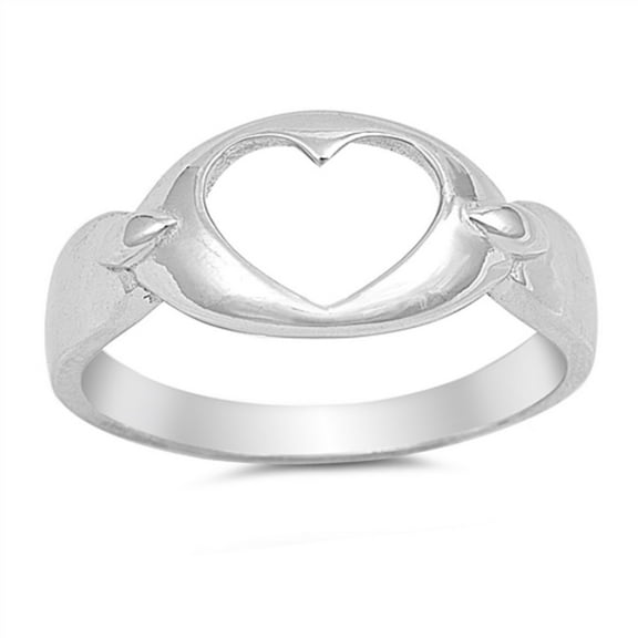 925 Sterling Silver Heart Ring Size 10