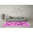 thumbnail image 3 of Ahgly Company Indoor Round Abstract Pink Modern Area Rugs, 4' Round, 3 of 4