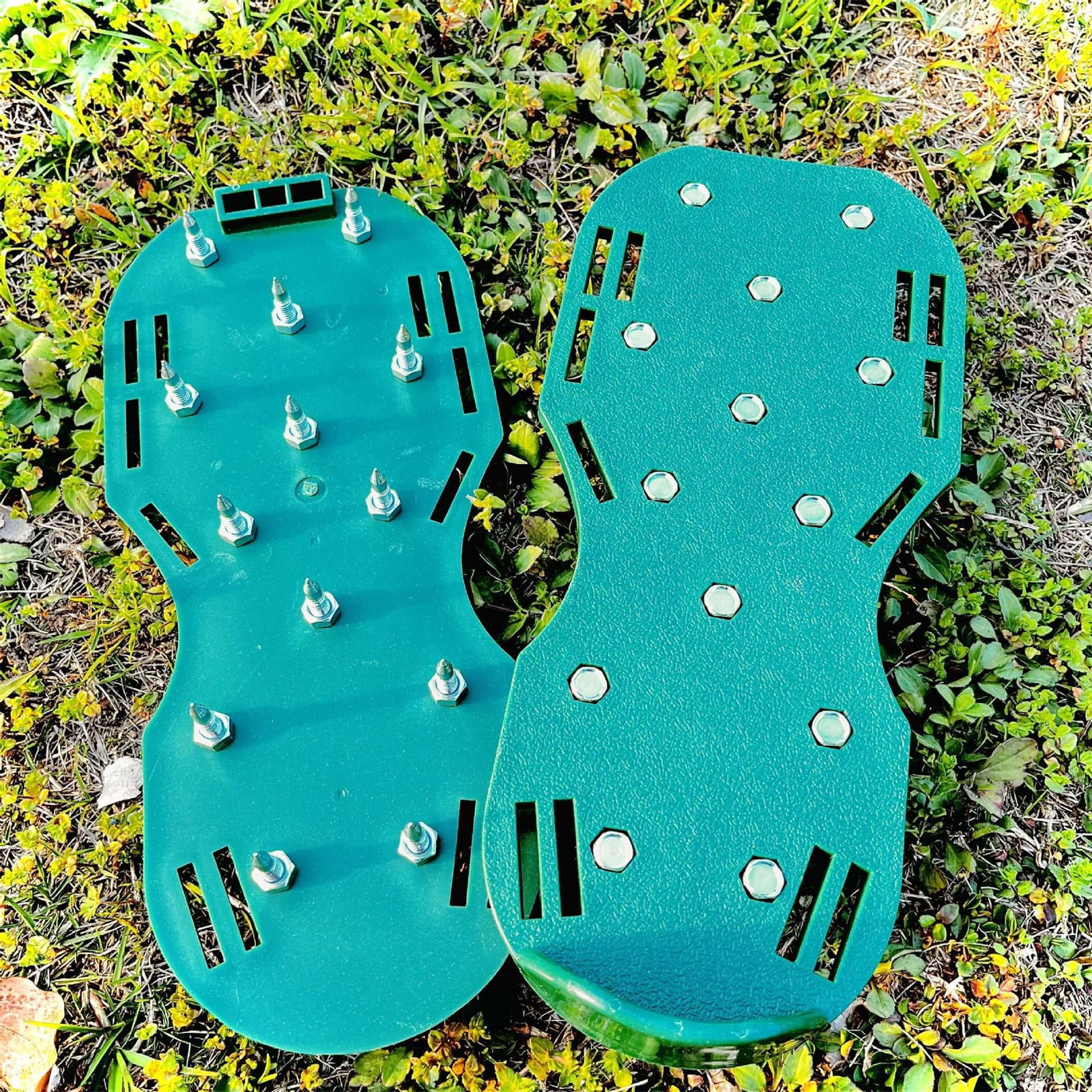Lawn Aerator Shoes with 1” Spikes for Grass Aeration, Spiked Shoes for Lawn Care, Adjustable Heavy-Duty Strap Fit, Gardening Aerator Tool for Yard, Soil & Epoxy Floors, Green