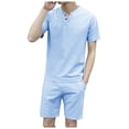 thumbnail image 6 of Men Short Sets 2 Piece Sets Short Sleeve T Shirt & Shorts Summer Outfit Beach Wear Vacation Set, 6 of 7