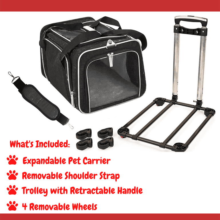 Rolling Pet Carrier For Dogs: 2 Compartments & Wheels For Stress-Free  Travel!