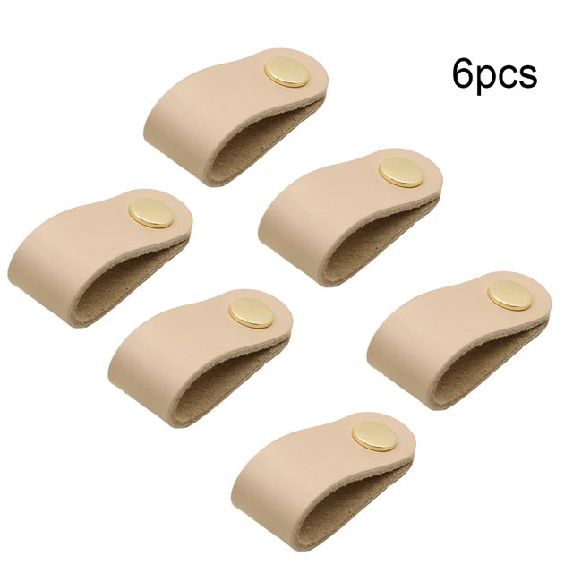 6 Pcs Poignées en Cuir Poignée Porte Armoire Tiroir Bureau Armoire Bouton Mobilier