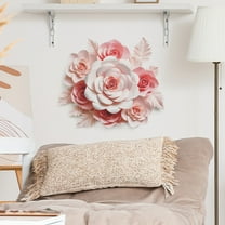 VBXOAE Real Three-dimensional Flowers Bedroom Living Room Entrance Home Decoration Wall Stickers Self-adhesive Stickers PINK