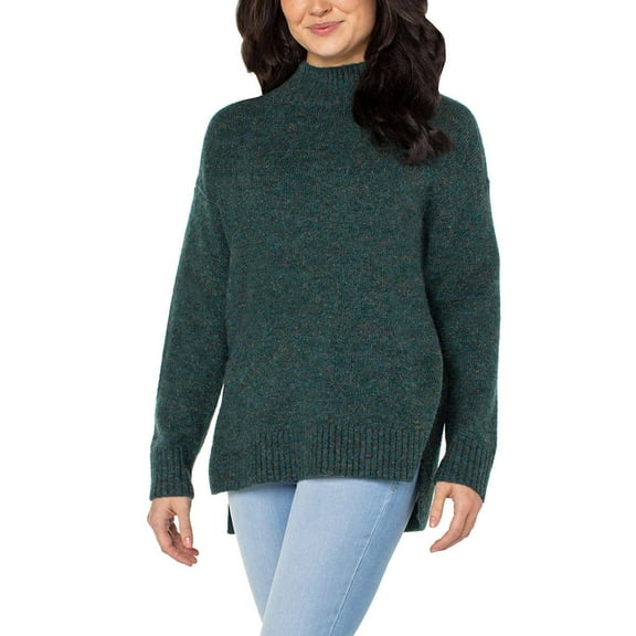 Well Worn Women's Sweater with Side Slits (Green, XS)