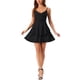 thumbnail image 1 of INSPIRE CHIC Vestido de tirantes de espagueti para mujeres con volantes peplum, vestido mini casual con cruce S Negro, 1 of 5