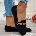 thumbnail image 4 of Rokment Womens Dressy Shoes 2026 Stylish Casual Metallic Chain Suede Low Heels Business Office Work Formal Flat Comfortable Walking Slip on Loafers Fall Black Size 6, 4 of 6