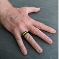 thumbnail image 2 of Neon Yellow Stripe Silicone Ring for Men 5mm Bandwidth, 2 of 6