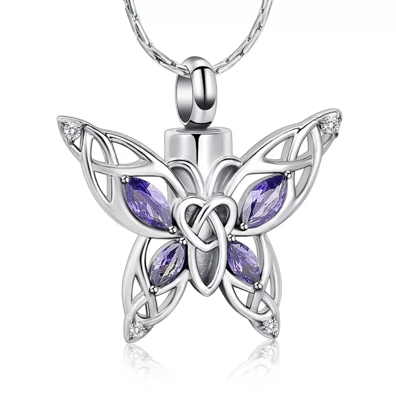Constantlife Butterfly Urn Pendant Memory Necklace for Cremation Ashes Holder Keepsake Memorial Jewelry
