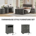 thumbnail image 5 of Farmhouse Nightstand with Charging Station, 3 Drawers Bedside Table for Bedroom for Adults, Dark Gray, 5 of 8