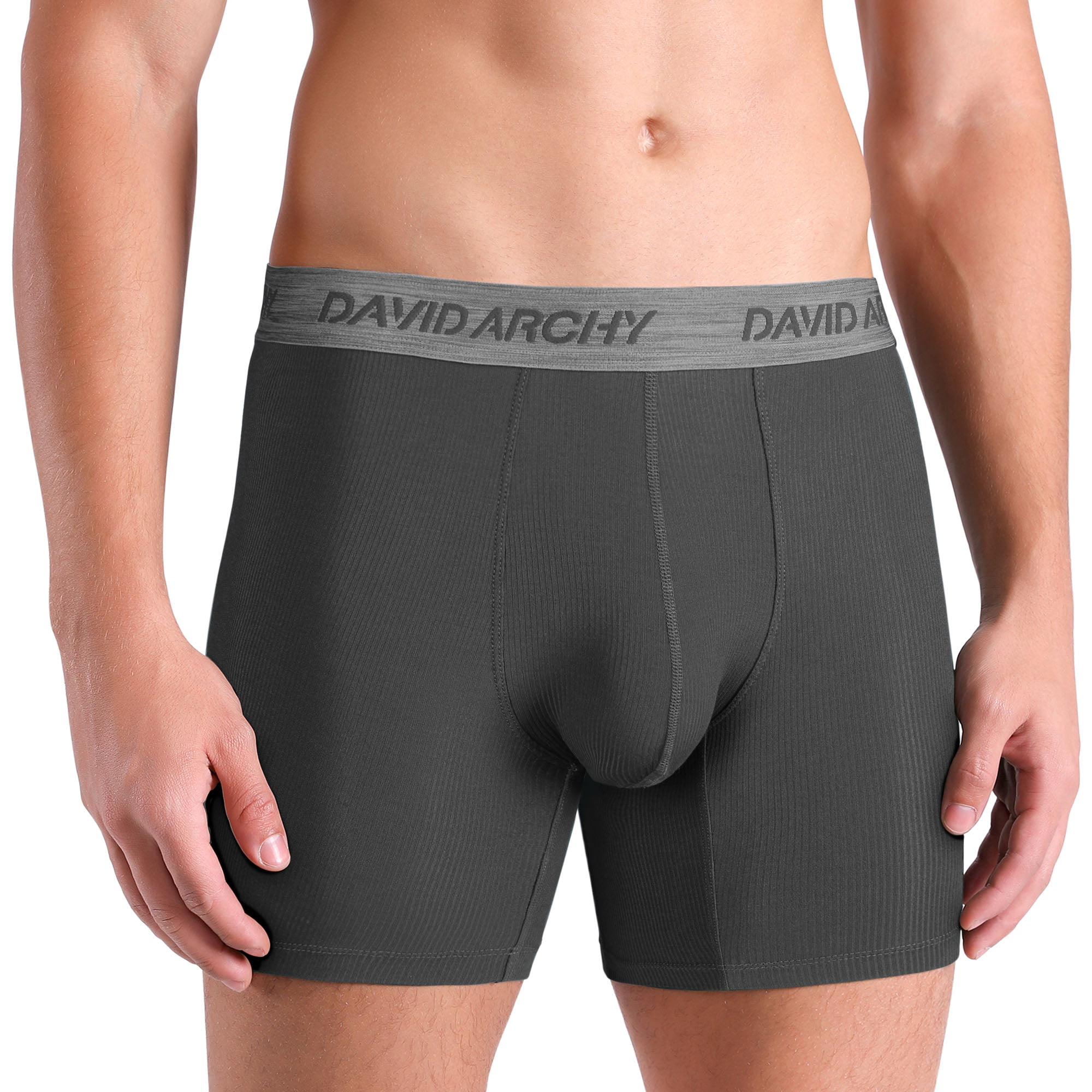 DAVID ARCHY Mens Underwear Ultra Soft Micro Modal Trunks Boxer Briefs with Fly Boxer Shorts in 3 or 4 Pack 
