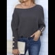 thumbnail image 5 of Suéter de Punto de Color Liso con Hombros Descubiertos y Larga para Mujer, Estilo Informal, Holgado y Moderno para Otoño Gris M, 5 of 9