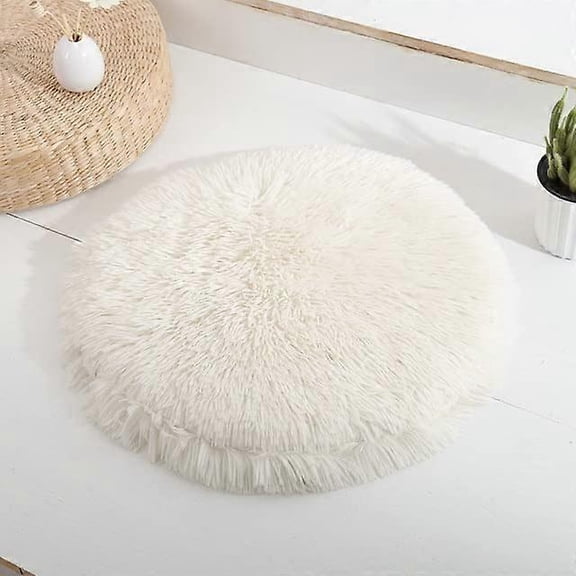 Round Dog Bed Mat Plush Cat Blanket Fluffy Lounger Warm Pet Bed For Small To Large Dogs And Cats