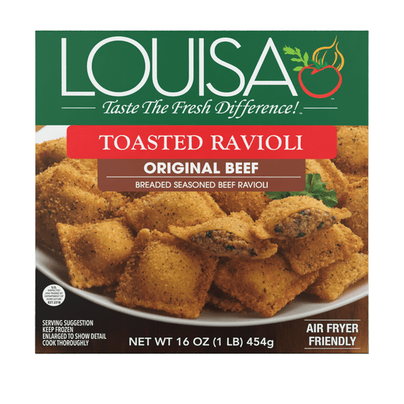 Louisa Original Beef Toasted Ravioli, 16 oz Box – Frozen St. Louis-Style Appetizer with Italian Breadcrumbs, Oven or Air Fryer Ready