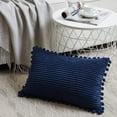 thumbnail image 3 of Pack of 2 Lumbar Decorative Throw Pillow Covers with Pom-poms, Soft Corduroy Solid Rectangle Cushion Cases Set for Couch Sofa Bedroom Car Living Room, 3 of 8