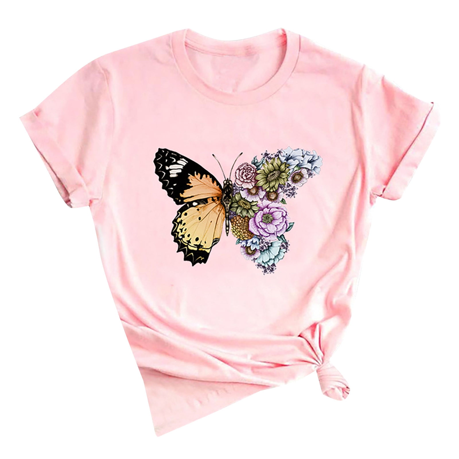 Hotkey Womens Fashion Sweatshirts Crewneck Long Sleeve Tops Butterfly Dragonfly Printed Casual Pullover Jumper Blouse Shirts 