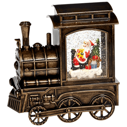 Raraion - 17.5cm Antique Gold Christmas Train Water Spinner