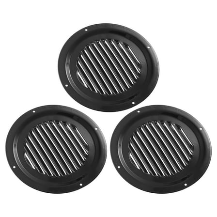 Unique Bargains 3pcs 6 Inch Round Marine Boat Louvered Ventilation Vent Stainless Steel Venting Panel Cover Black