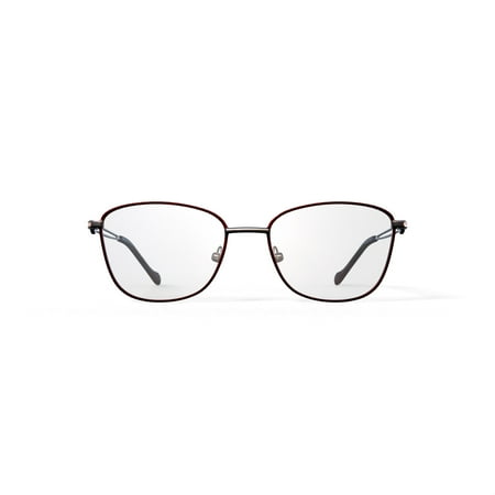 Walmart Women's Maxine Square Prescription Eyeglasses with Case, Burgundy