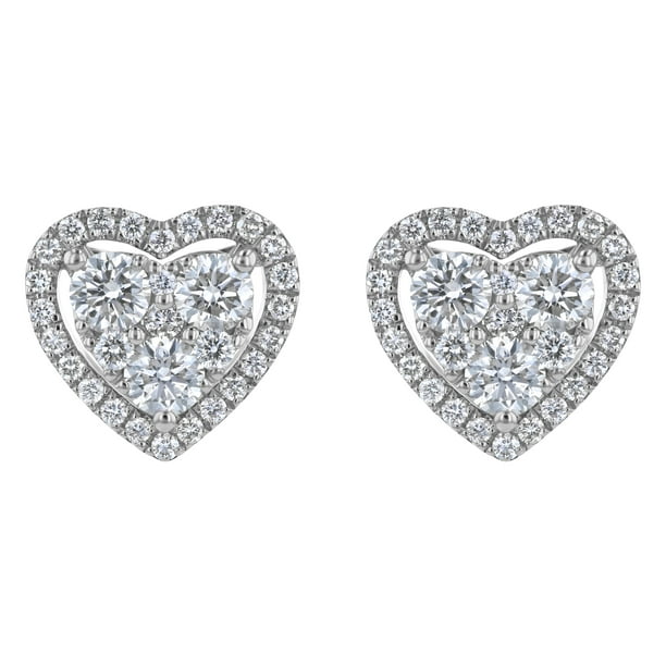 Hollywood Hills Jewelers - 14K White Gold 3/4 carat Diamonds Heart Stud ...