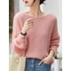 thumbnail image 1 of Suéter elegante transparente para mujer, jersey holgado, suéter de punto suave y cálido para otoño e invierno, tops sólidos básicos 2024, 1 of 4
