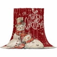 thumbnail image 2 of Christmas Throw Flannel Blanket 30x40In Snowflakes Retro Snowman Watercolor Red Super Soft Cozy Bed Blanket, Lightweight Plush Fuzzy Bed Throw for Bedroom Sofa Couch Living Room, 2 of 4