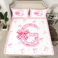 thumbnail image 2 of Feelyou Teens Ribbon Monogrammed Twin Sheet Sets, Pink Initial Letter G Twin Fitted Sheet, Cartoon Cute Plaid Flat Sheet, Ultra Soft Home Decor, 3-Piece, 2 of 7