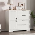 thumbnail image 2 of Bingirl Commode Moderne Multifonctionnelle à 4 Tiroirs en Bois avec Placard de Rangement, Armoire Garde-Robe avec Tringle pour le Rangement des Vêtements de Chambre, 2 of 6