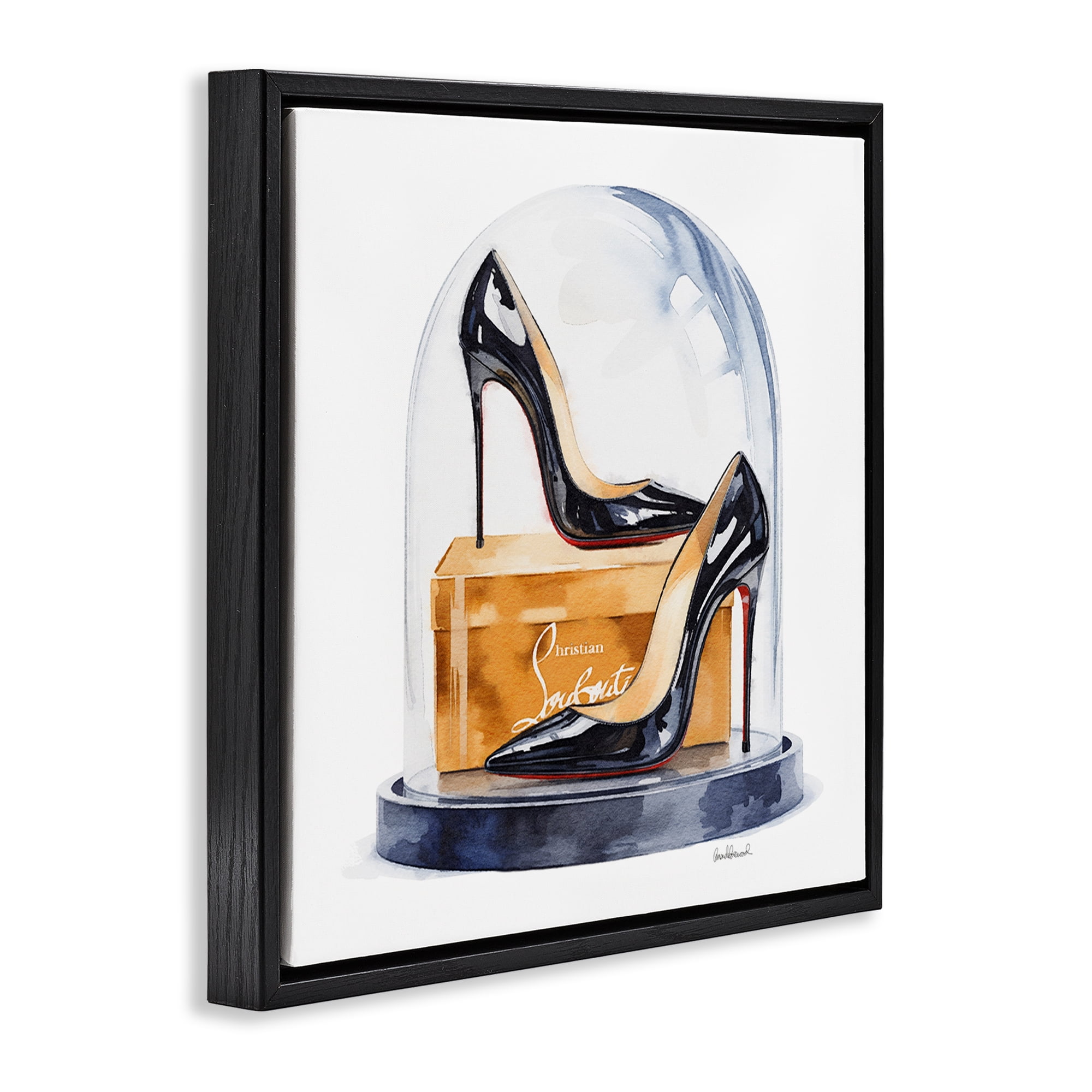 Stupell Industries Black High Heels Dome Black Framed Floater Canvas Wall Art, design by Amanda Greenwood