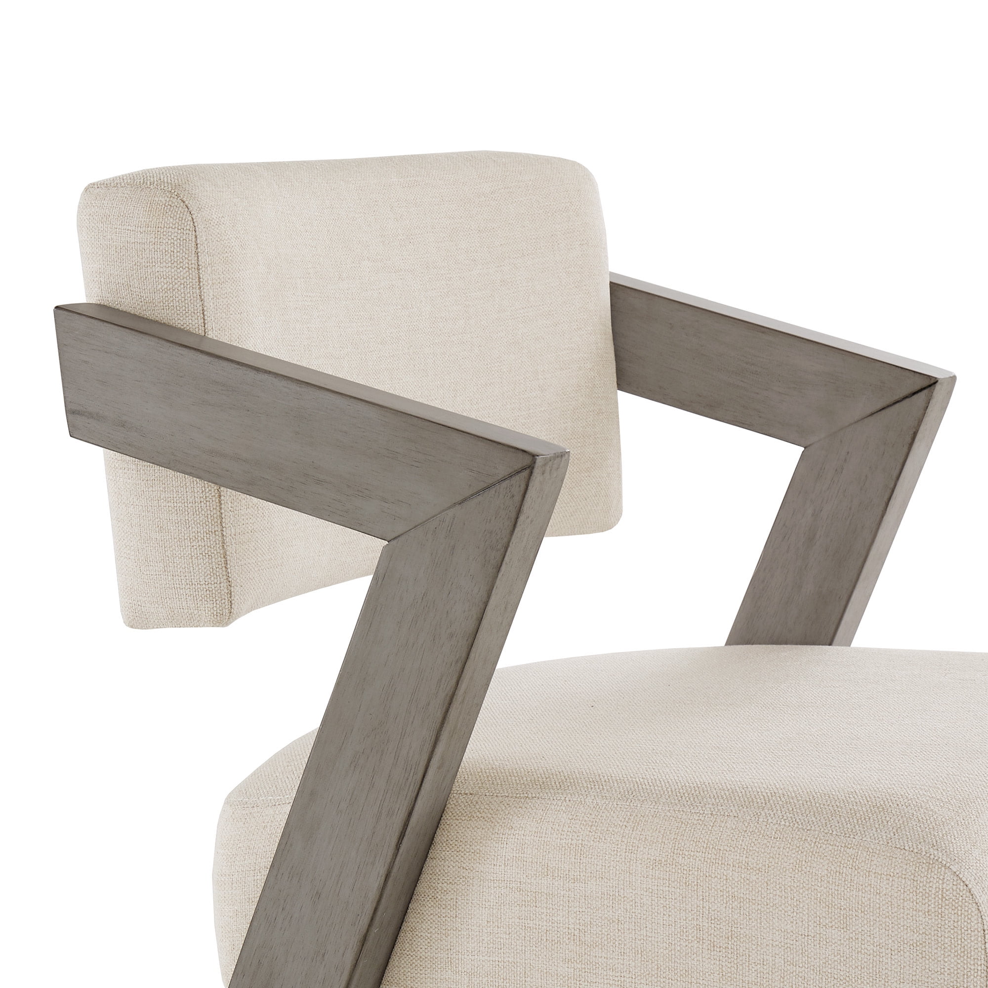 Weston Home Billings Wood Bar Height Chair, Aged Gray Frame/Ivory Linen